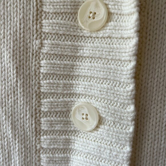 Old Navy Sz S Oversized Funnel Neck Rib Knit Cream Sweater Coat Pockets - Picture 7 of 8